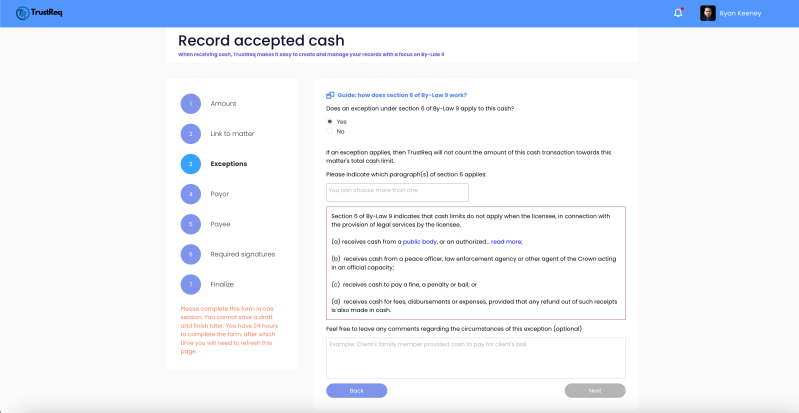 Step 3 - Identifying any applicable exceptions