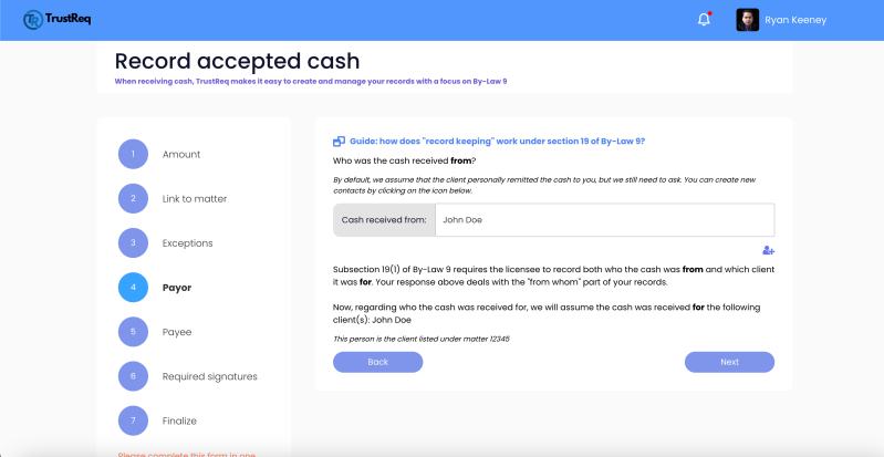 Step 4 - Identifying who provided the cash (the payor)