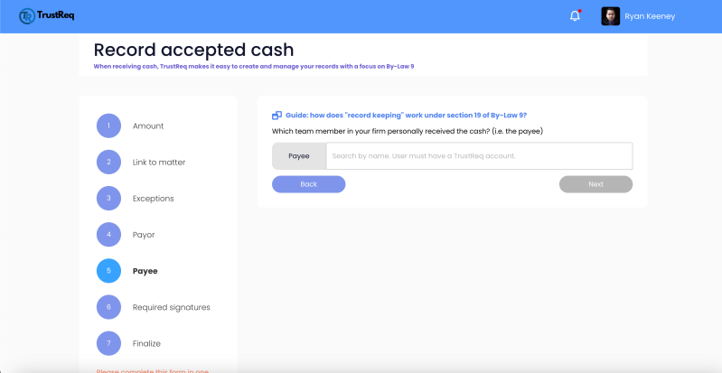 Step 5 - Identifying the team member who received the cash (the payee)